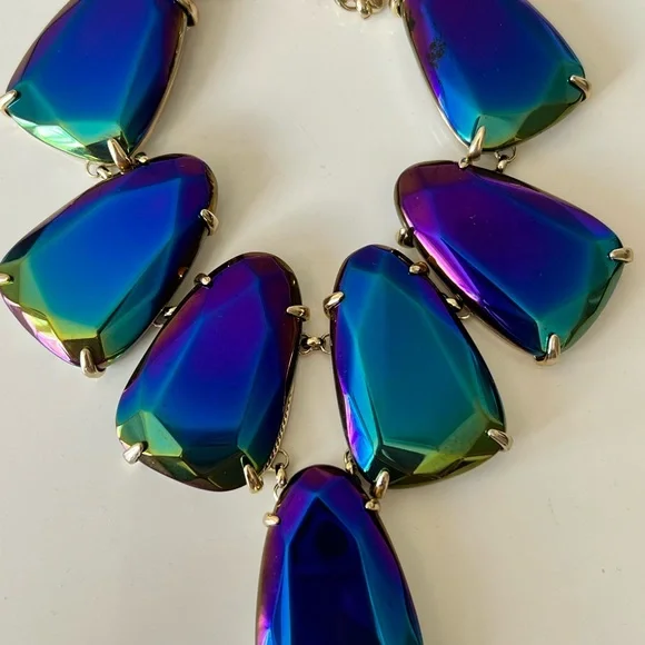 NWOT Kendra Scott Rare & Retired Harlow Necklace Black Iridescent & Gold GORG! - Picture 5 of 10